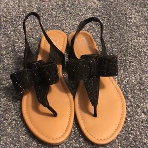 Black Sparkle Bow Sandals 🖤